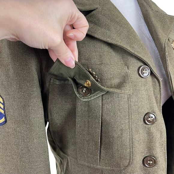 VTG Kravitz Clothing U.S. Army Infantry 100% Wool OD Jacket Made 1948 Size 34R - Picture 9 of 16